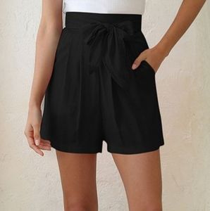 NWT Black paper bag shorts
